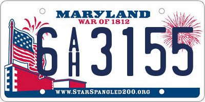 MD license plate 6AH3155