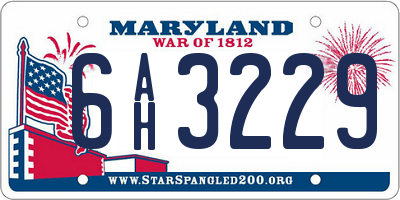 MD license plate 6AH3229