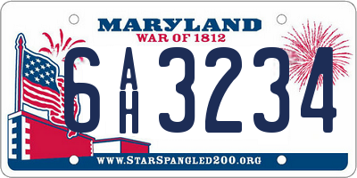 MD license plate 6AH3234