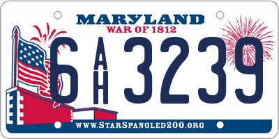 MD license plate 6AH3239