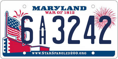 MD license plate 6AH3242