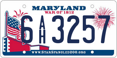 MD license plate 6AH3257