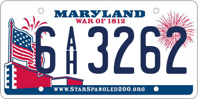 MD license plate 6AH3262