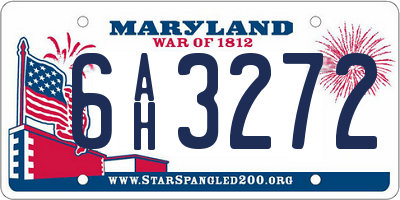MD license plate 6AH3272