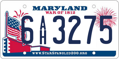 MD license plate 6AH3275