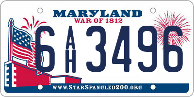 MD license plate 6AH3496