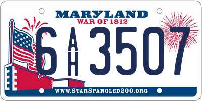 MD license plate 6AH3507