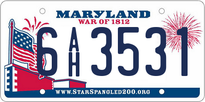 MD license plate 6AH3531