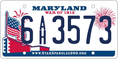 MD license plate 6AH3573