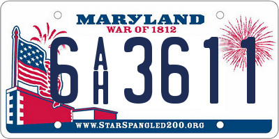 MD license plate 6AH3611