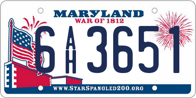 MD license plate 6AH3651