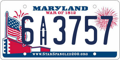 MD license plate 6AH3757
