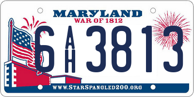 MD license plate 6AH3813