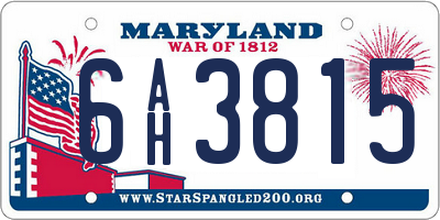 MD license plate 6AH3815