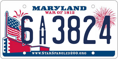 MD license plate 6AH3824