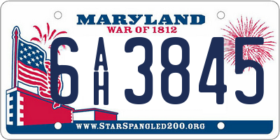 MD license plate 6AH3845