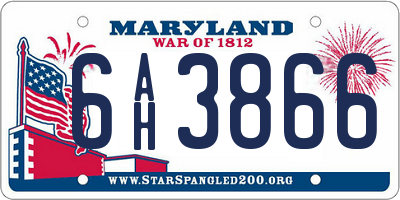MD license plate 6AH3866