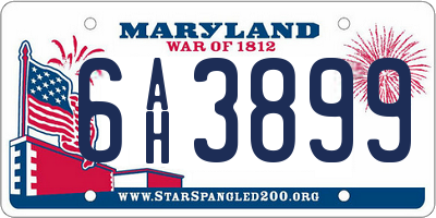MD license plate 6AH3899