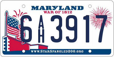 MD license plate 6AH3917