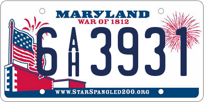MD license plate 6AH3931