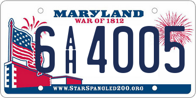 MD license plate 6AH4005