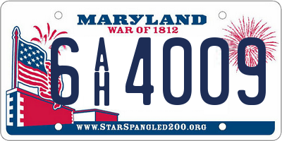 MD license plate 6AH4009