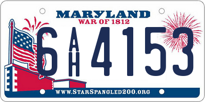 MD license plate 6AH4153