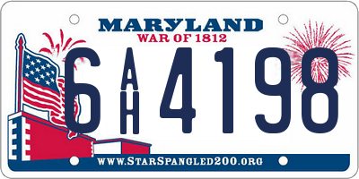 MD license plate 6AH4198