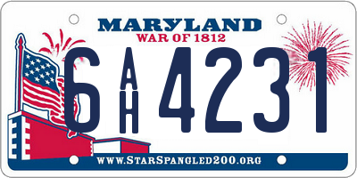 MD license plate 6AH4231