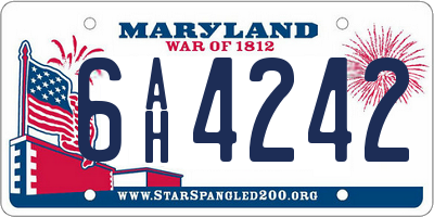 MD license plate 6AH4242