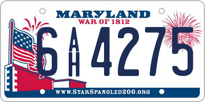 MD license plate 6AH4275