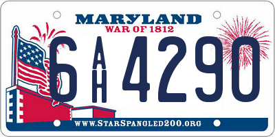 MD license plate 6AH4290