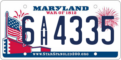 MD license plate 6AH4335