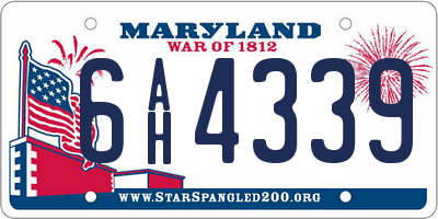 MD license plate 6AH4339