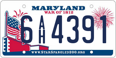 MD license plate 6AH4391