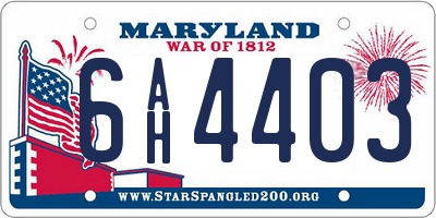 MD license plate 6AH4403