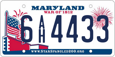MD license plate 6AH4433