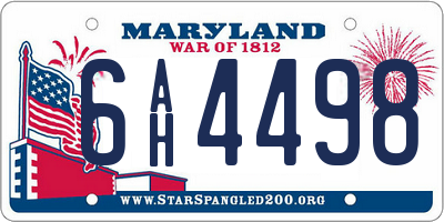 MD license plate 6AH4498
