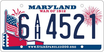 MD license plate 6AH4521