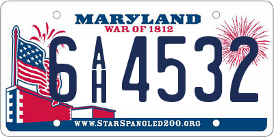 MD license plate 6AH4532