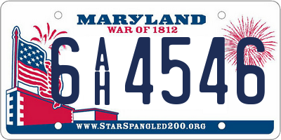 MD license plate 6AH4546
