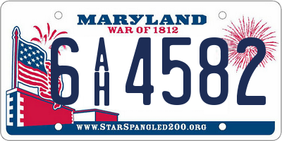 MD license plate 6AH4582