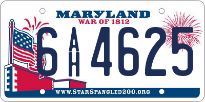 MD license plate 6AH4625