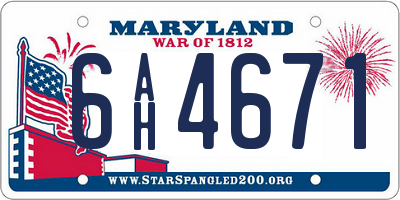 MD license plate 6AH4671