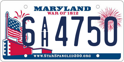 MD license plate 6AH4750