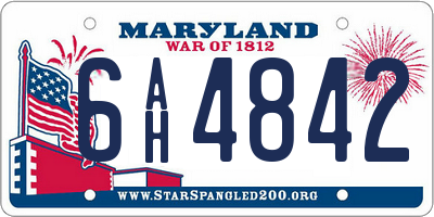 MD license plate 6AH4842