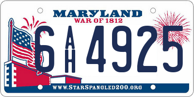 MD license plate 6AH4925
