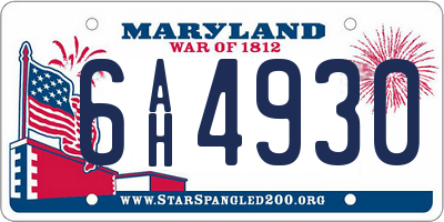 MD license plate 6AH4930