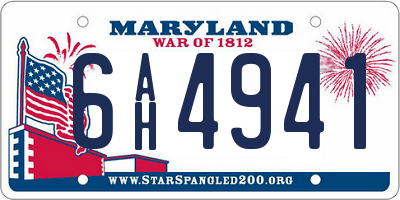 MD license plate 6AH4941