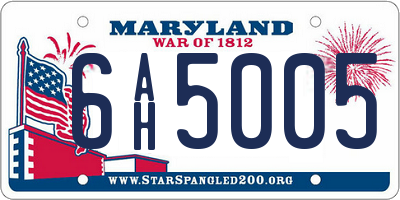 MD license plate 6AH5005